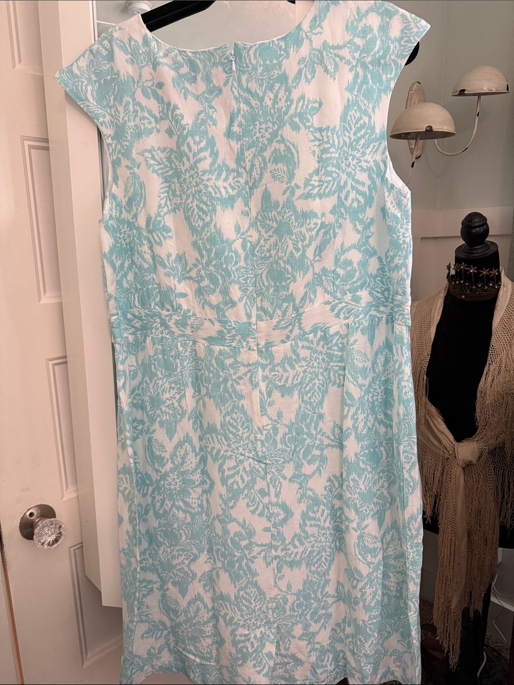 Jessica London Aqua & White Floral Midi Dress - Picture 3 of 4